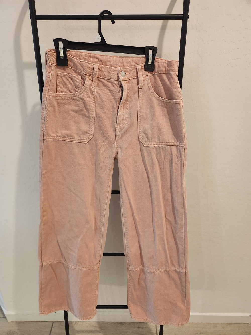 Girls Light Pink Wide Leg Baggy Jeans